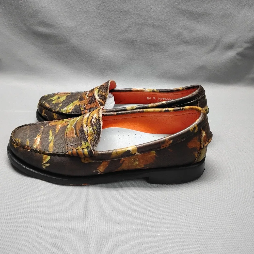Sebago for Six Degrees Camo Leather Penny Loafers Womens 8.5 B50137